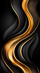 Abstract Gold and Black Swirling Wave Design Luxury Background Texture