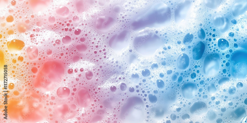 Poster macro photo of colorful bubbles in water with pink and blue background for creative use in design an