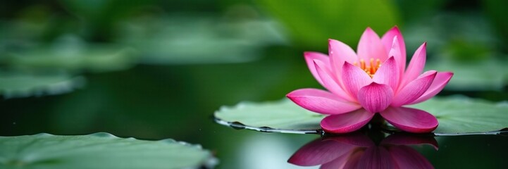 Fototapeta premium Single lotus flower in a pond with clipping path, peaceful,