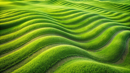 Fototapeta premium Rolling green hills with wavy grass pattern