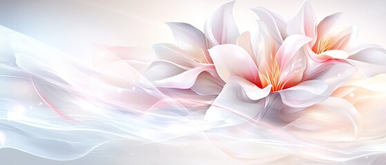Elegant Pink and White Lilies with Flowing Abstract Background Soft Floral Design