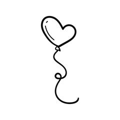 Valentines love with line art drawing heart sign. Vector illustration