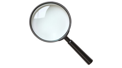 Black magnifying glass, isolated on transparent background