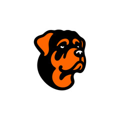 cute rottweiler dog face vector silhouette	
