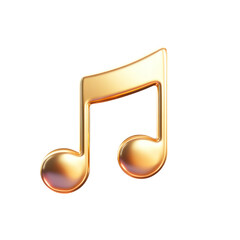 Golden musical note. Isolated on transparent background.
