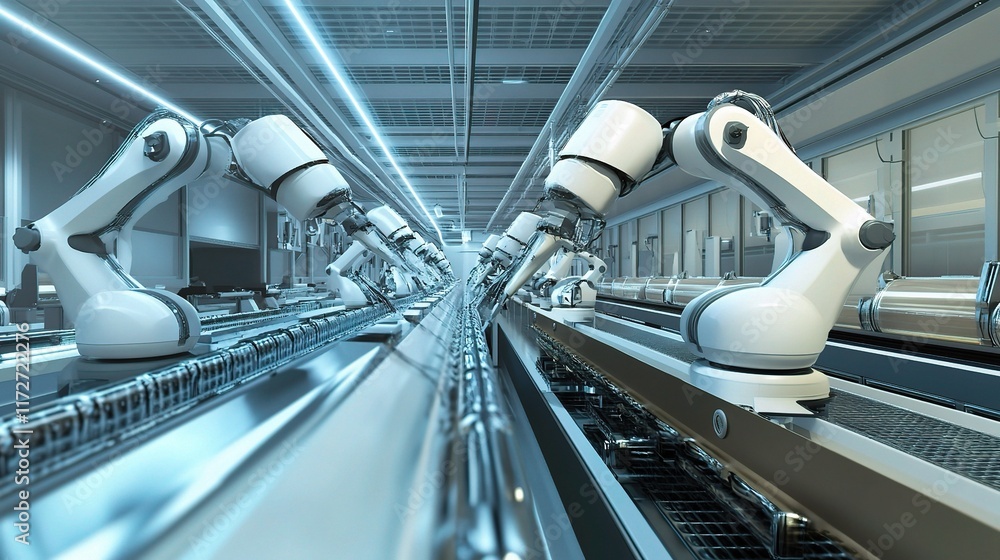 Poster automated robotics in food processing packaging line operation