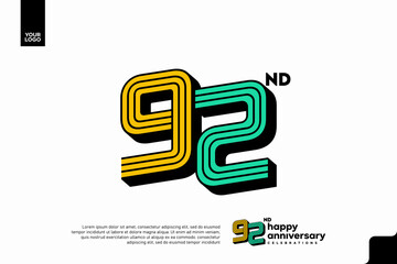 Number 92 logo icon design, 92nd birthday logo number, anniversary 92