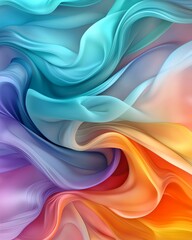 Fototapeta premium Abstract Colorful Swirling Fabric Texture Background Vibrant Hues Smooth Waves Flowing Design