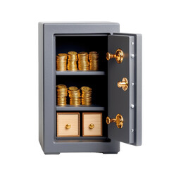 Open Safe with Gold Coins Inside
