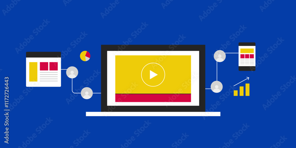 Poster video content sending web traffic to website and mobile app, accomplish business objective with vide