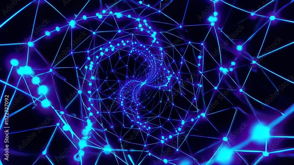 Poster exploring a mesmerizing blue digital network design in motion