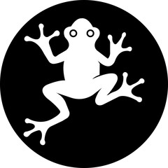 Obraz premium Amazonian frog flat vector, vectorized image of frog for graphic design and logo for stikers with details of branches, vectorized frog to design sports t-shirts isolated on transparent background.