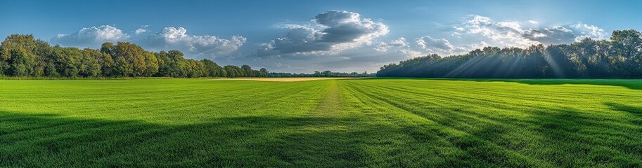 A field of grass with a path in the middle