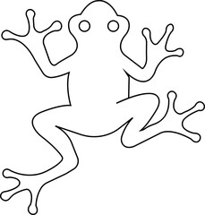 Amazonian frog line vector, vectorized image of frog for graphic design and logo for stikers with details of branches, vectorized frog to design sports t-shirts isolated on transparent background.