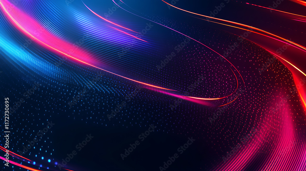Fototapete Dynamic light waves animation digital space abstract visuals futuristic environment close-up view energy concept