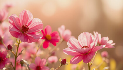 Obraz premium Flowers vintage background and soft light, clipart style, with white tones