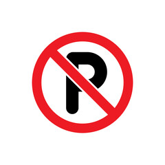 No parking sign icon in generic style. P forbidden symbol