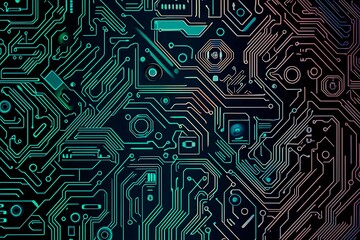 Abstract close-up of a glowing blue digital circuit board, showcasing intricate connections and technological design on a black background.
