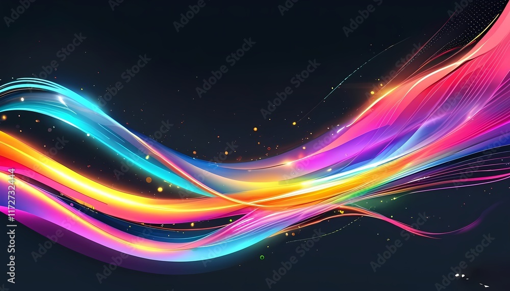 Poster abstract colorful wave background: dynamic motion of vibrant colors creates a mesmerizing fractal wa