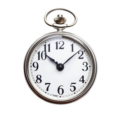 bronze pocket watch with white face isolated on a white background
