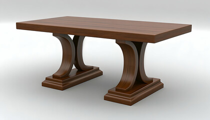 Elegant dark brown wooden coffee table with unique curved legs, isolated on white background. Perfect for modern or classic interiors.