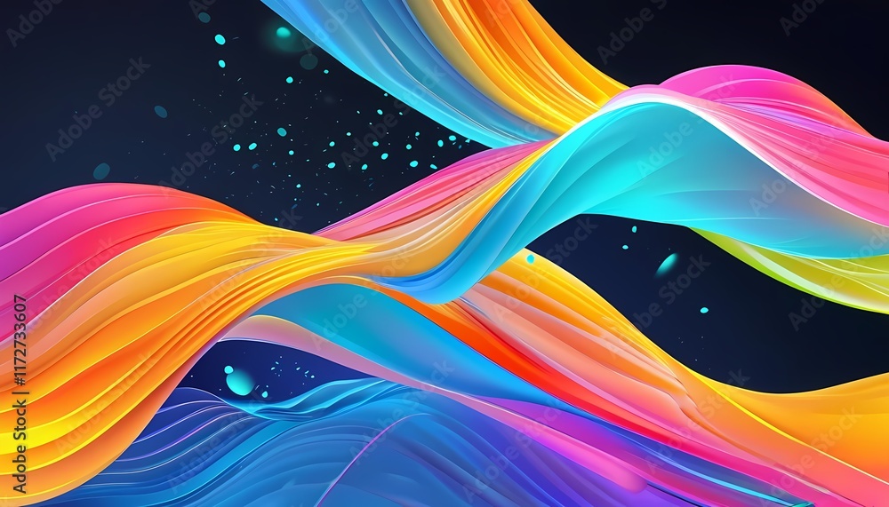 Poster colorful rainbow wave vector background with abstract lines and curves