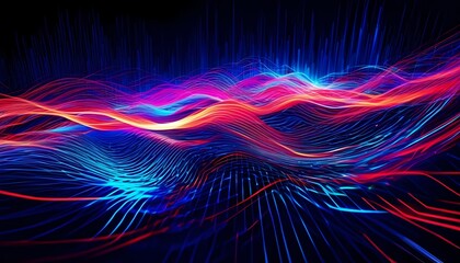 Abstract fractal burst background with glowing blue lines and dynamic wave patterns, a mesmerizing space fantasy illustration