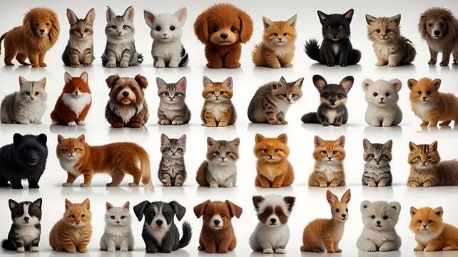 Cute doodles of animals on a white background