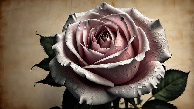 Detailed sketch of a blooming rose