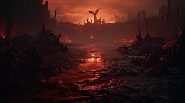 A view of a terrifying hell. 4k animated video
