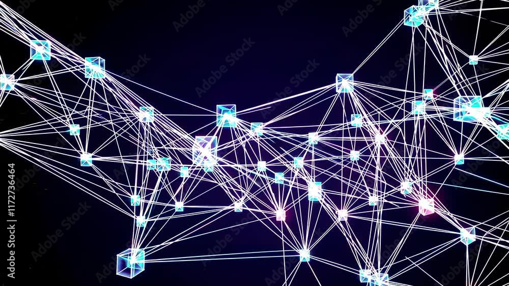 Poster connecting digital nodes in a vibrant network of technology