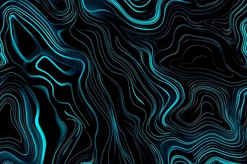 Fototapeta premium Abstract close-up of a glowing blue digital circuit board, showcasing intricate connections and technological design on a black background. 