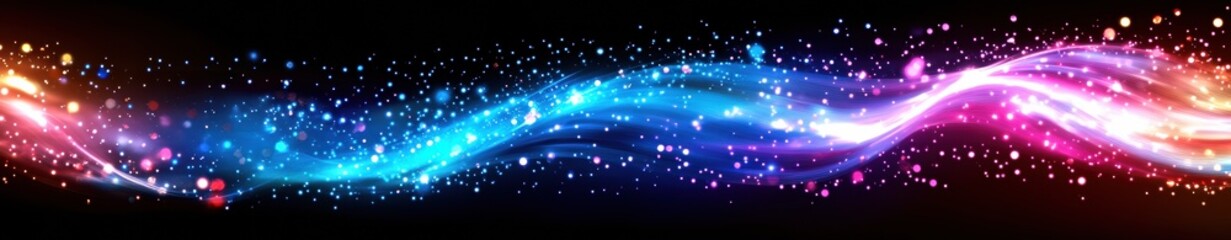 Fototapeta premium A colorful wave of light with many small dots of light