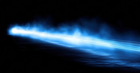 A blue light is shooting out of the sky