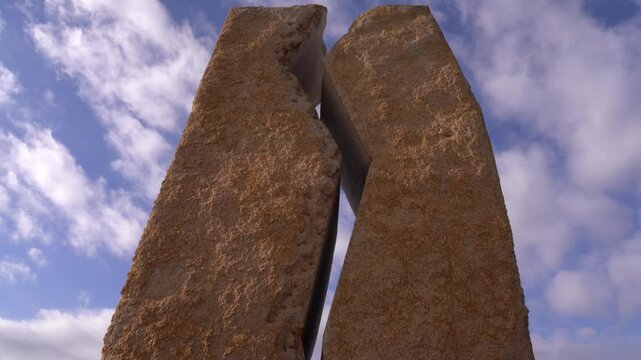 Monumento La Herida del Prestige, homenaje a los voluntarios que acudieron a ayudar al pueblo gallego cuando se produjo el desastre ecol&oacute;gico del Prestige. Mux&iacute;a, La Coru&ntilde;a, Galicia, Espa&ntilde;a. 
