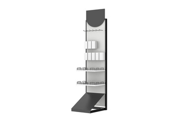 Supermarket Promotional Display Rack With Header, Empty Product Display, PDQ Display Box . 3d illustration