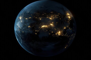 Fototapeta premium A black and white photo of the Earth at night