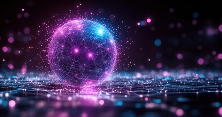 Obraz premium A glowing, colorful sphere with a purple center