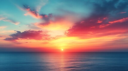 Obraz premium Vibrant sunset over calm ocean. (18)