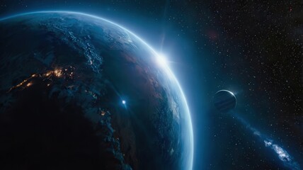 Fototapeta premium neptune, earth, planet, globe, space, world, map, blue, sphere, global, astronomy, 3d, night, black, ocean, atmosphere, illustration, isolated, universe, sun, america, cloud, nature, sea, science, con