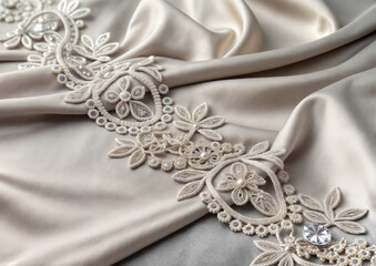 Obraz premium lace, sewing, satin ribbon, embroidered,