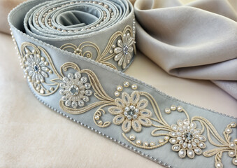 Obraz premium lace, sewing, satin ribbon, embroidered,
