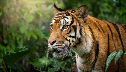 Fototapeta premium A close-up portrait of a majestic tiger.