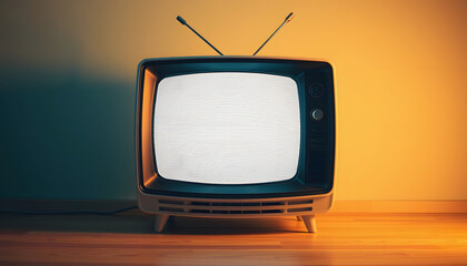 Retro television with white noise / high contrast image, Backlit