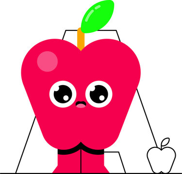 Cute Cartoon Apple Character Illustration