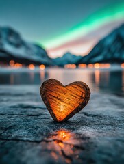 Fototapeta premium Illuminated Heart, Northern Lights