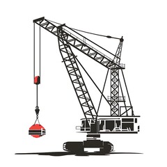 crane lifting icon simple white background vector
