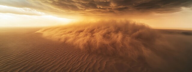 An epic aerial perspective of a massive dust storm engulfing the Gobi Desert, Gobi Desert dust storm scene, Epic style