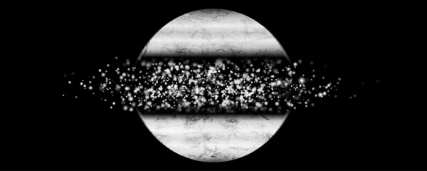 Grunge circle and small dots abstract geometric background. Black and white vector banner design