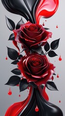red rose on black